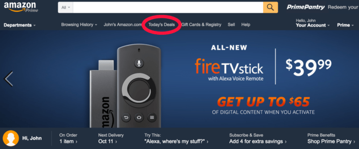 Amazon home page