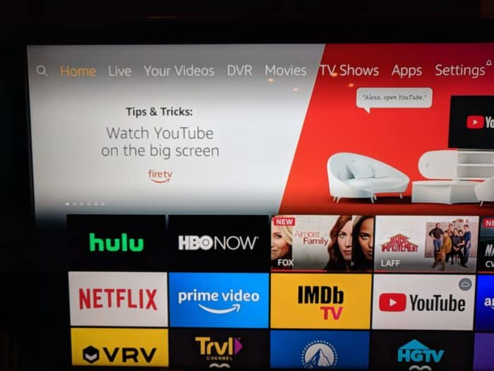 Amazon Fire TV Recast home screen