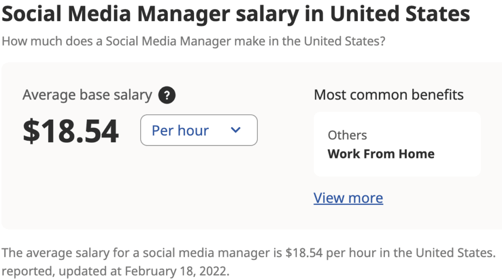 social media manager salary