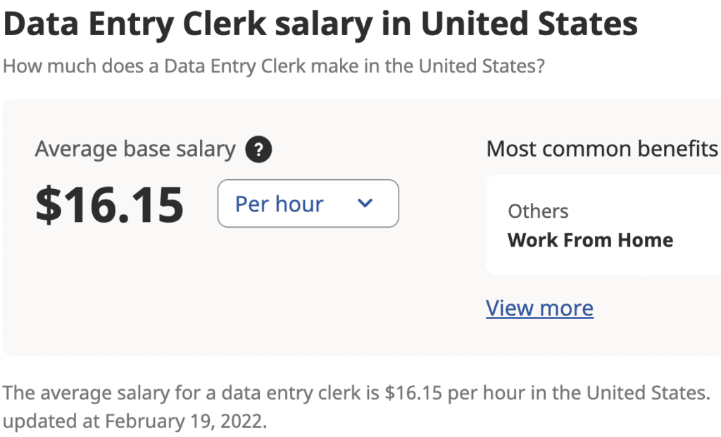 data entry salary