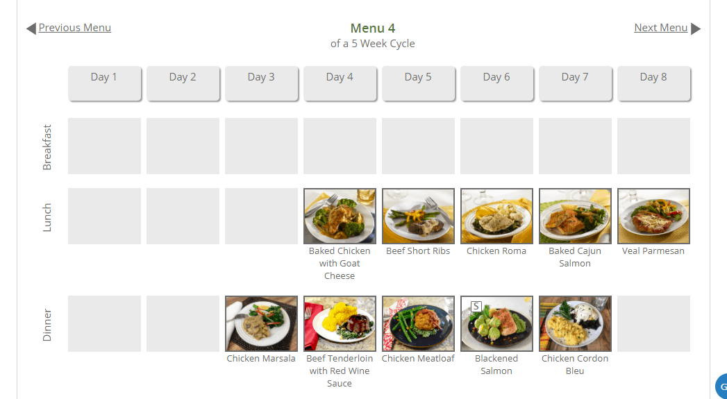 Meal menus