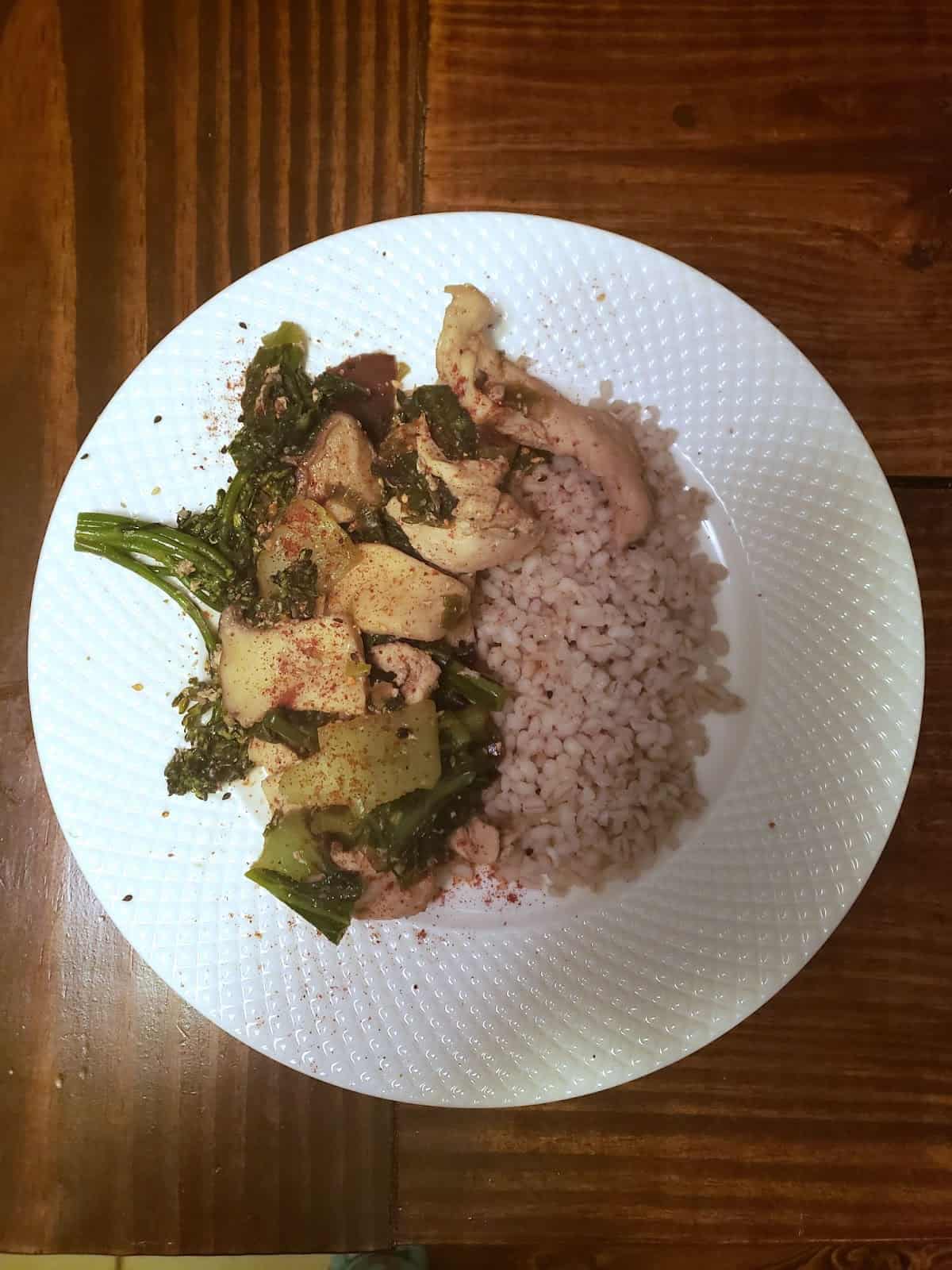 Sauteed Sake & Miso Chicken with Shiitakes & Bok Choy