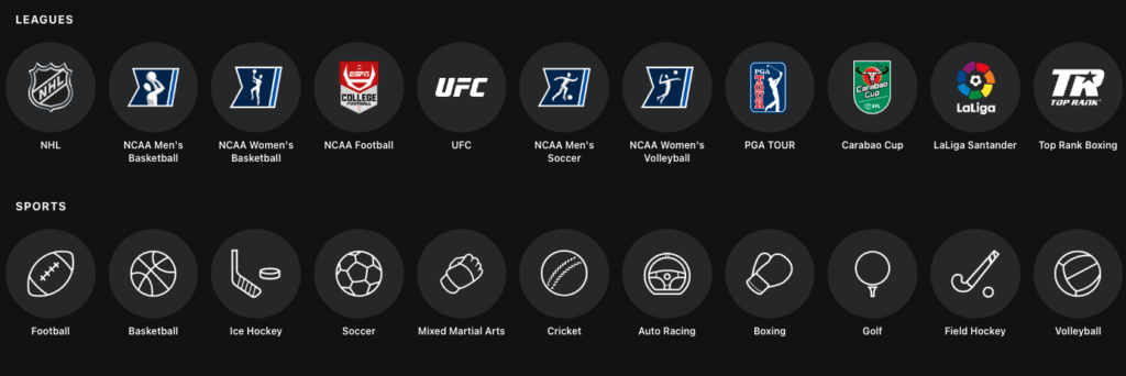 ESPN+ app platform available leagues