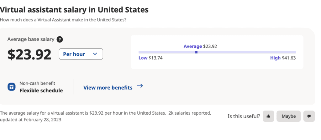 virtual assistant salary