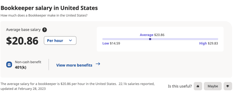 bookkeeper salary