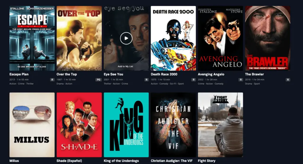 Tubi search results page