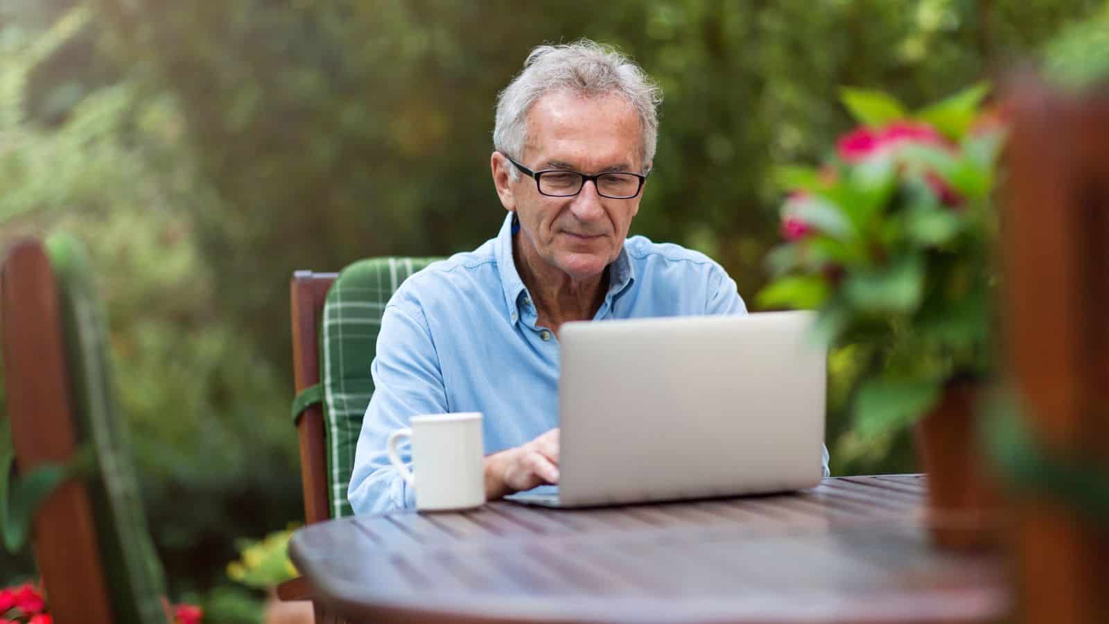 man on computer