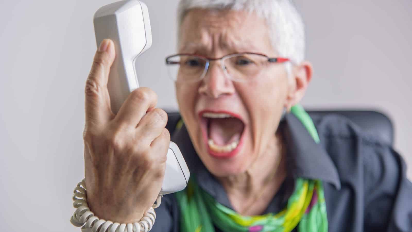 yelling at the phone over fees