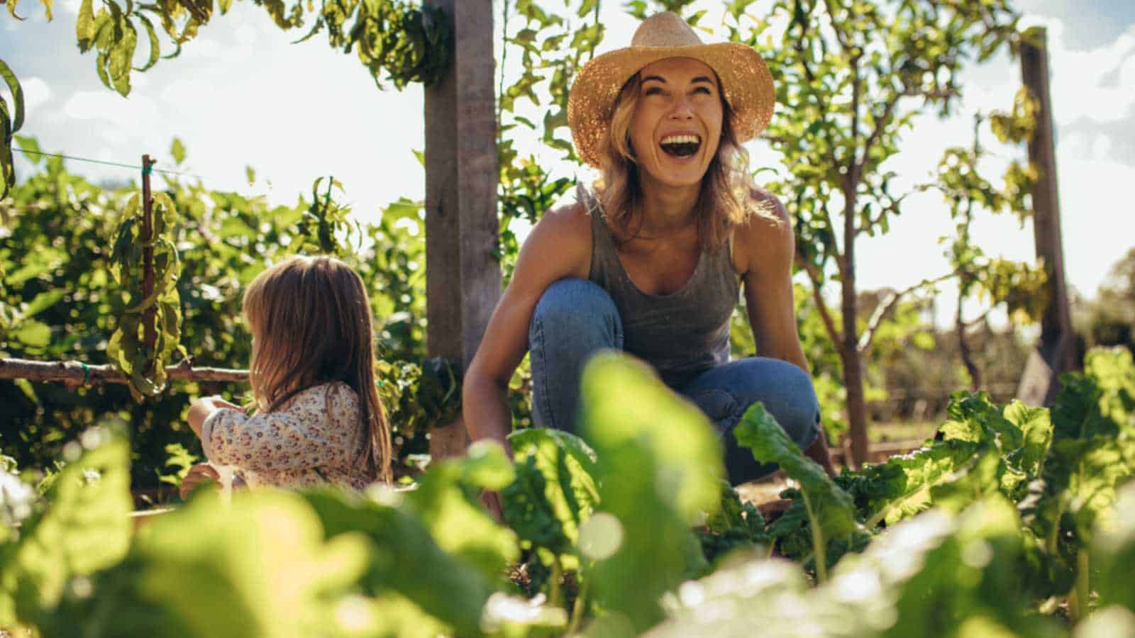 Woman growing vegetables