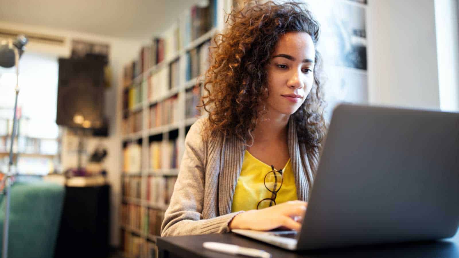 Woman in library