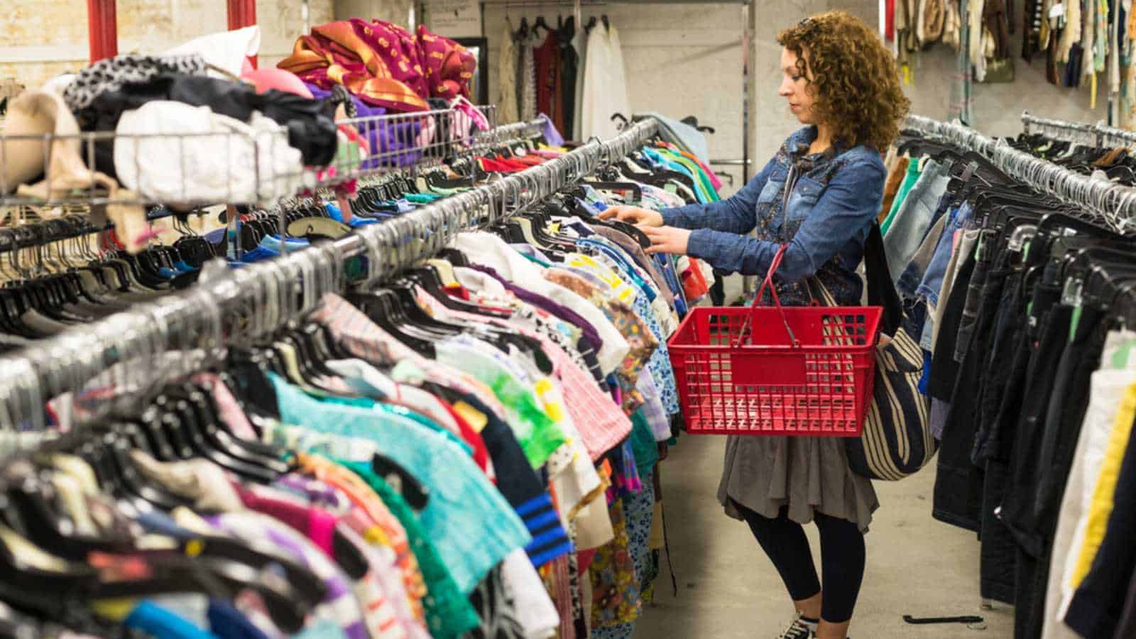 Woman in local thrift store