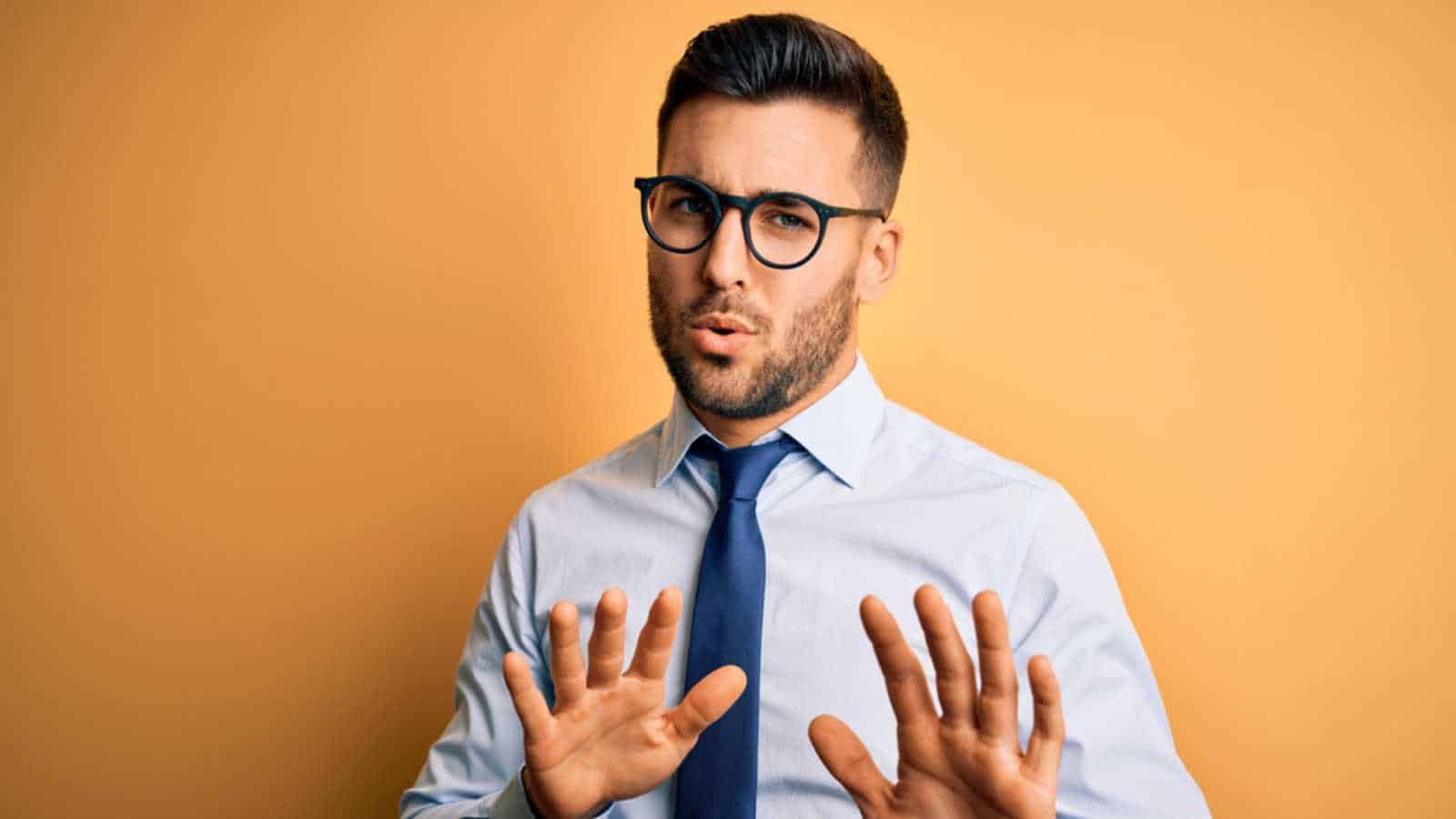 Man showing refusal