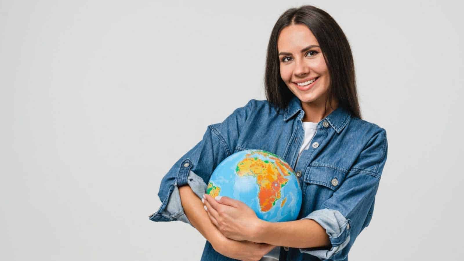 Woman embracing Earth