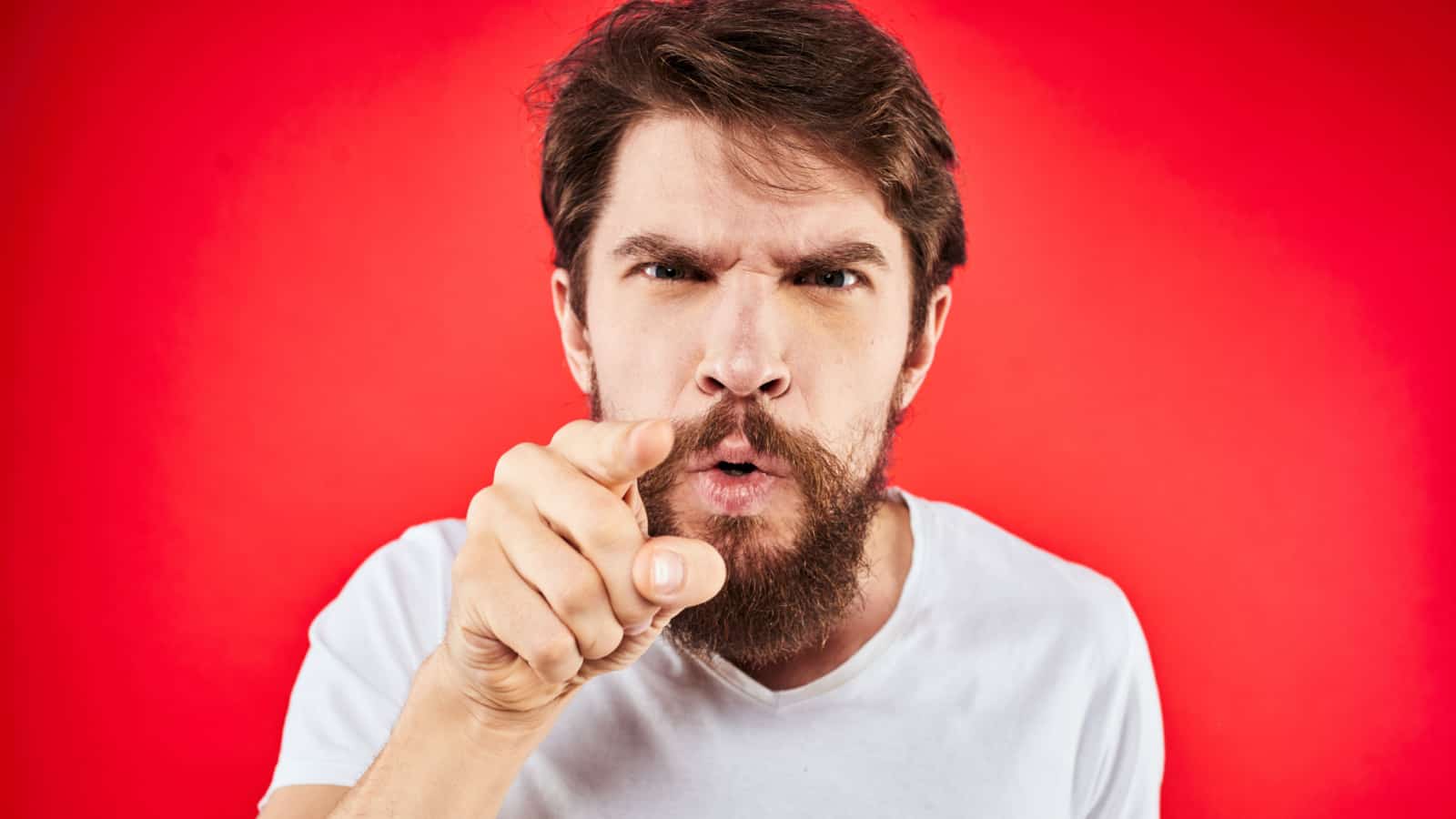 angry man pointing