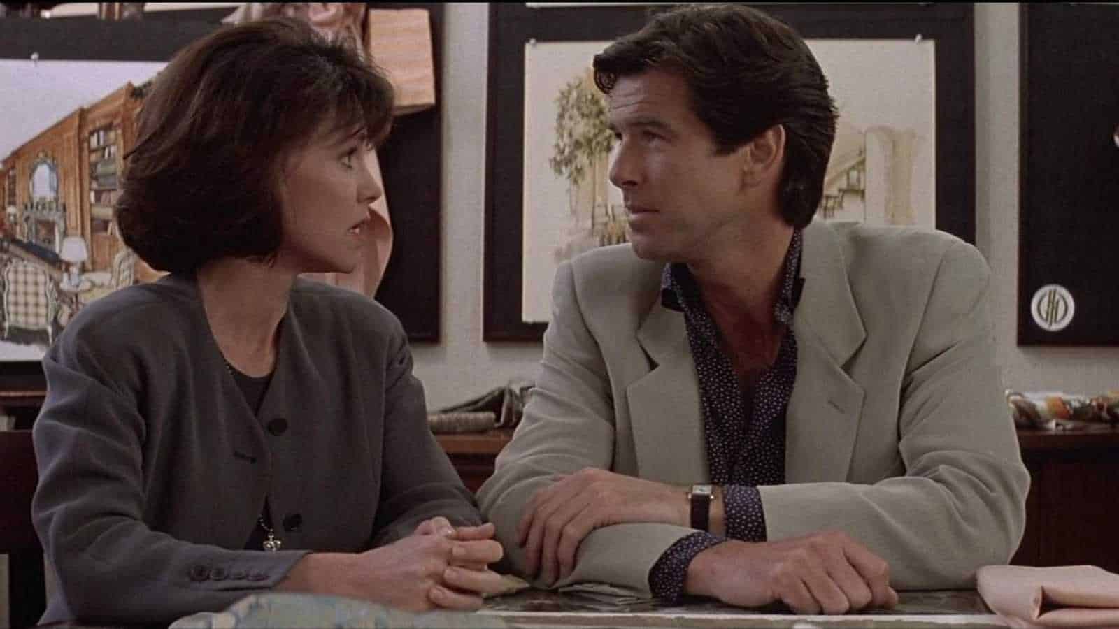 Pierce Brosnan and Sally Field in Mrs. Doubtfire (1993)