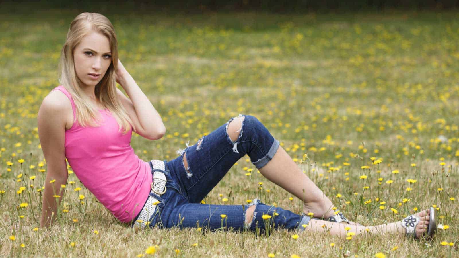 Teen wearing Pre-Ripped Jeans