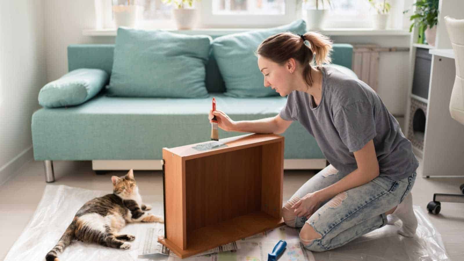 10 Hacks To Make Your Moving Day Affordable and Easy 32 Woman cleaning the drawer