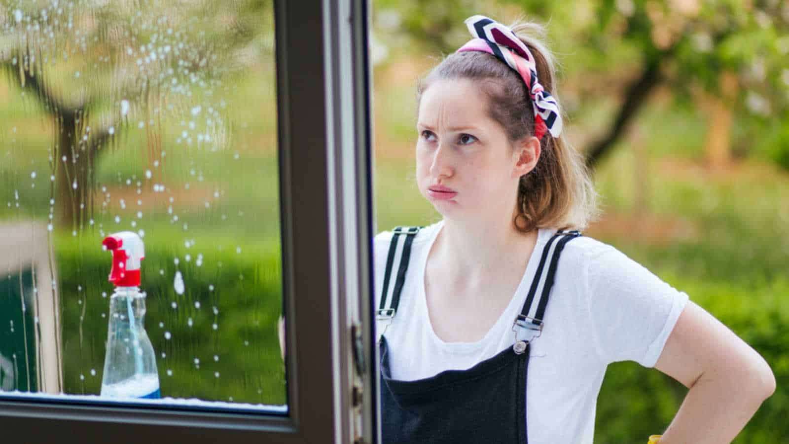 10 Hacks To Make Your Moving Day Affordable and Easy 40 Woman cleaning the windows