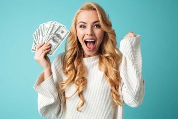 Happy and excited woman