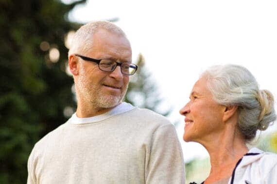 Happy old couples looking at each other
