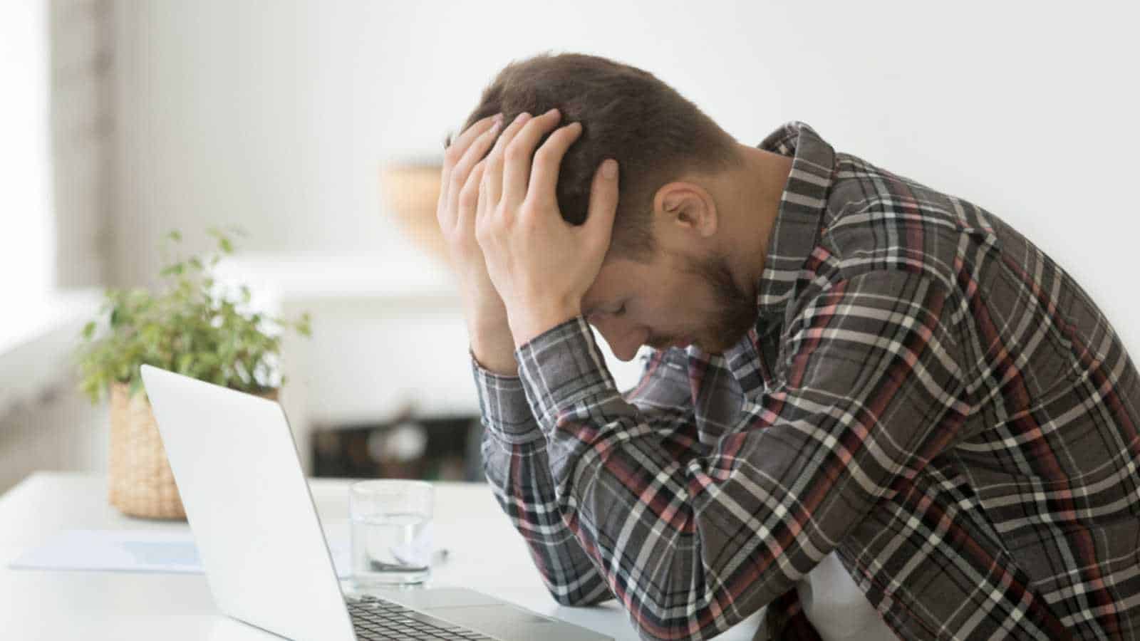 Man stressed at work