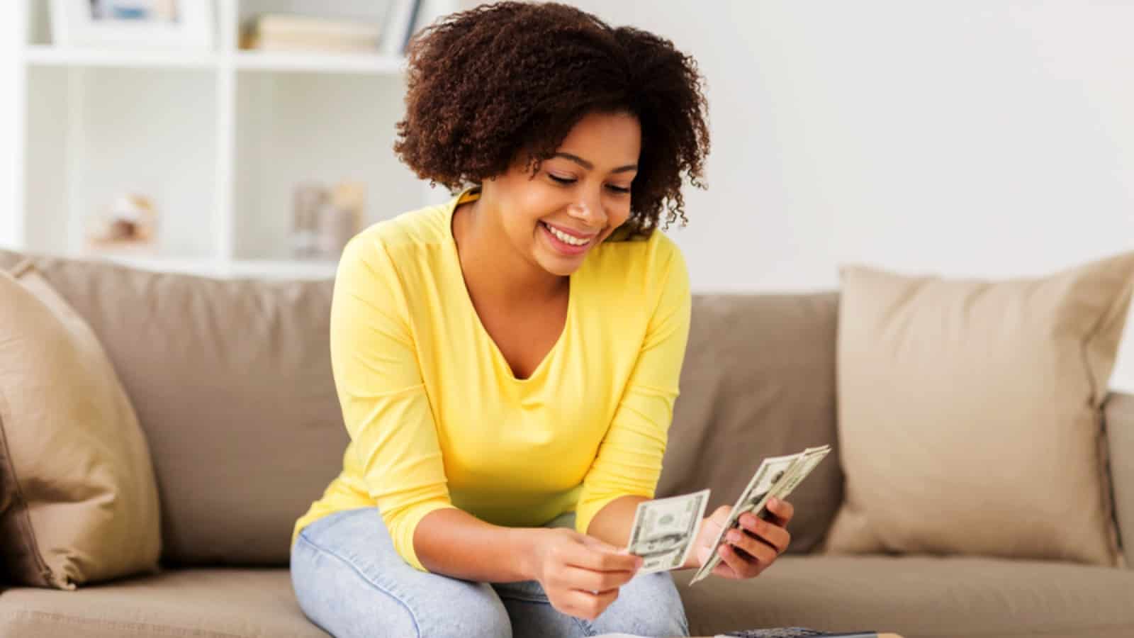 Woman counting money