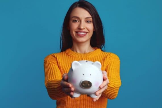 Young woman with savings