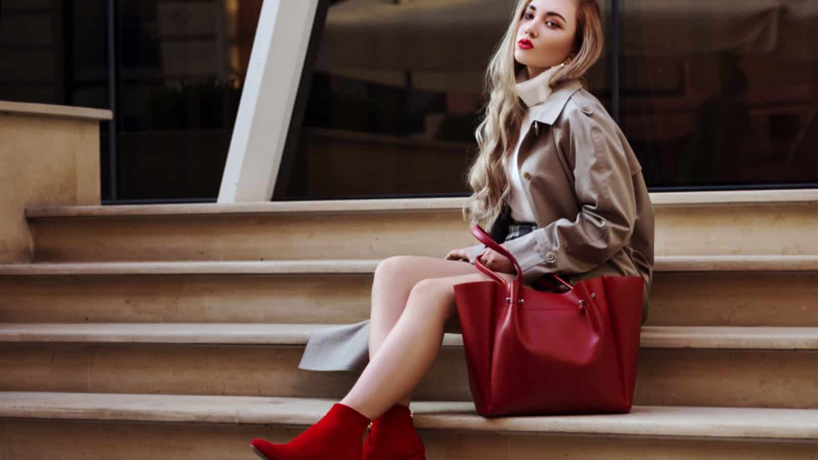 Woman with luxury handbag and shoes