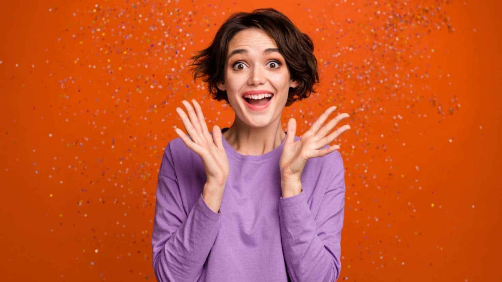 Excited happy woman