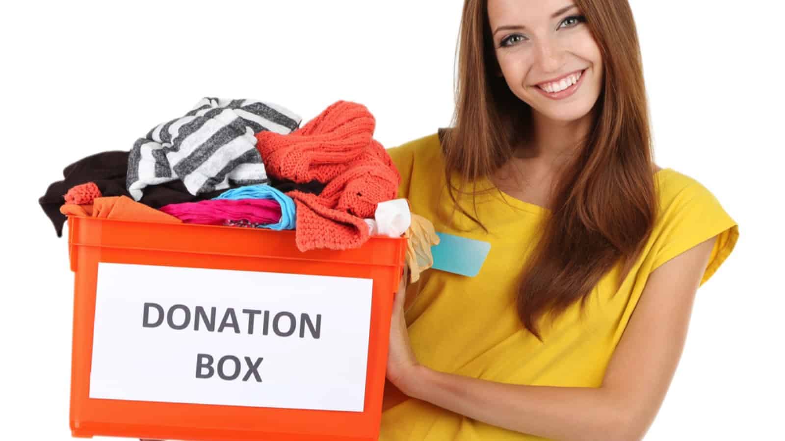 Woman with donation box