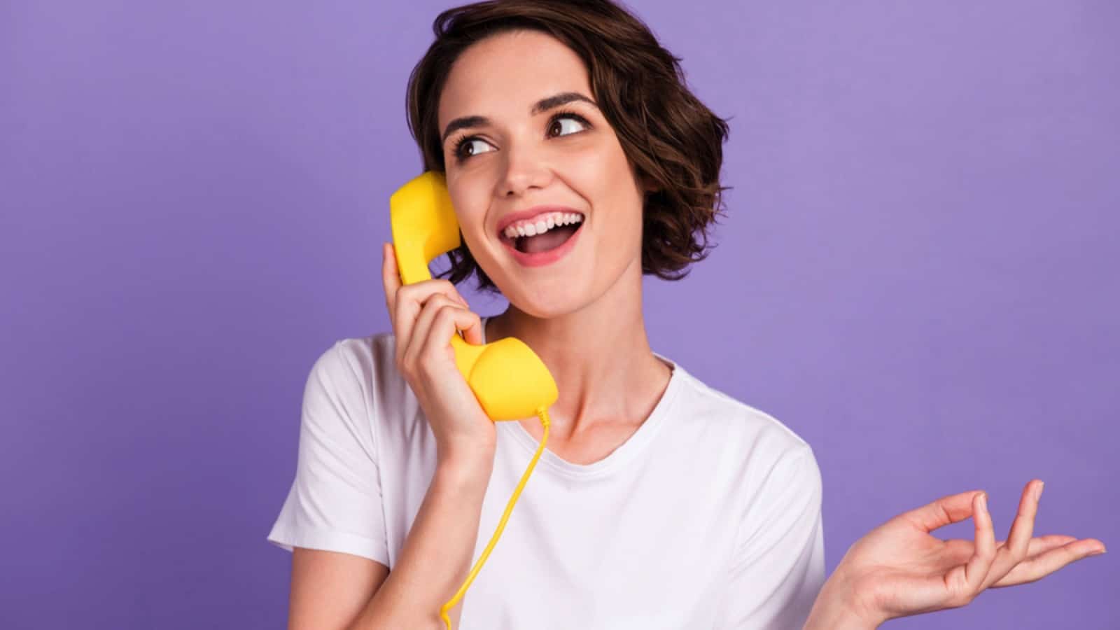 Young girl with landline