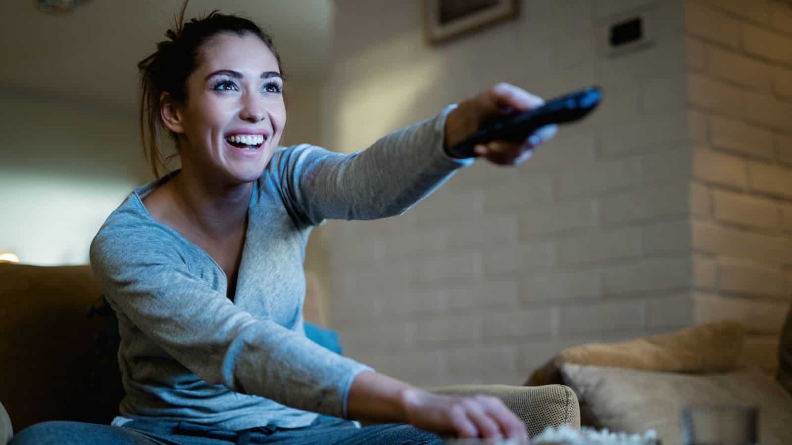 young woman streaming tv