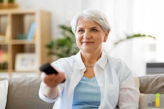 old woman watching tv