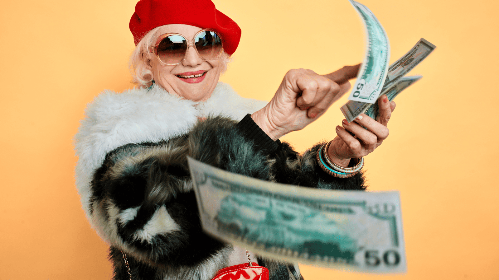 old lady with cash