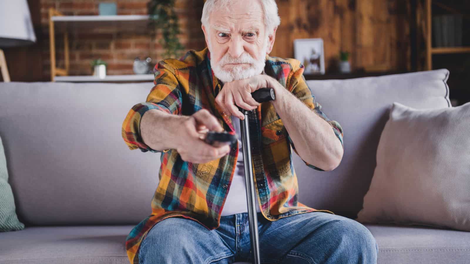 angry old man watching cable news